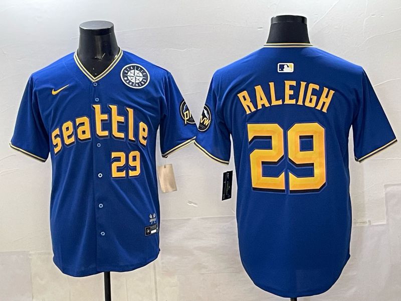 Men 2025 Seattle Mariners #29 Raleigh Blue City Edition Nike MLB Jersey 54